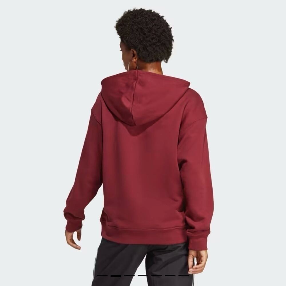 Adidas Trefoil Hoodie with Kangaroo Pocket, Shadow Red, Size XS - Picture 4 of 16